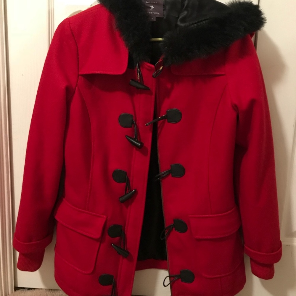 Pea coat with fur